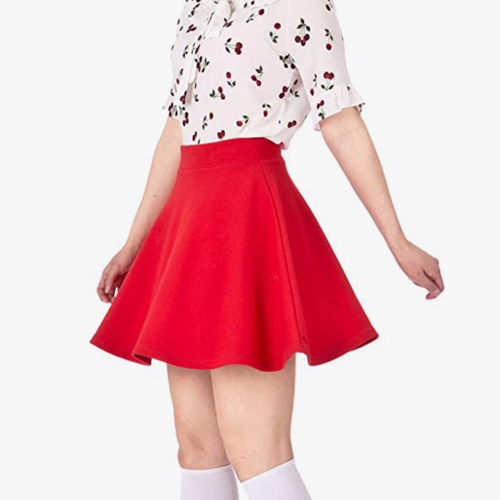 Hollister Hot Skater Skirt Full Circle Mini Skirt - Bright Red / Coral - Picture 1 of 13